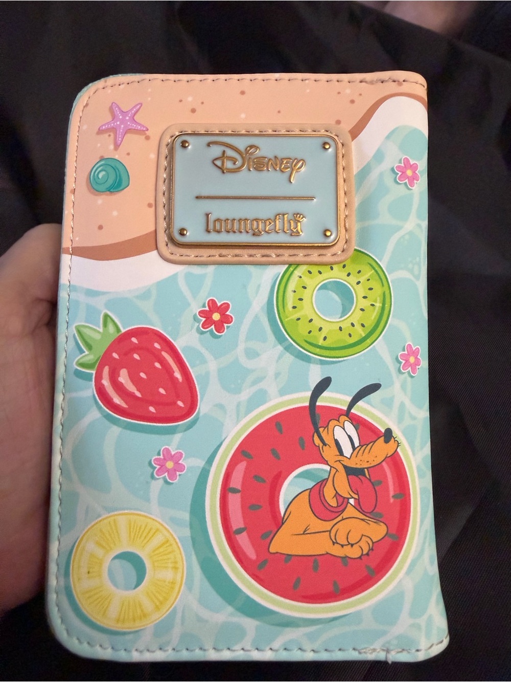 Loungefly Disney Pluto Tropical Fruit Phone Wallet - Aqua Pink Peach